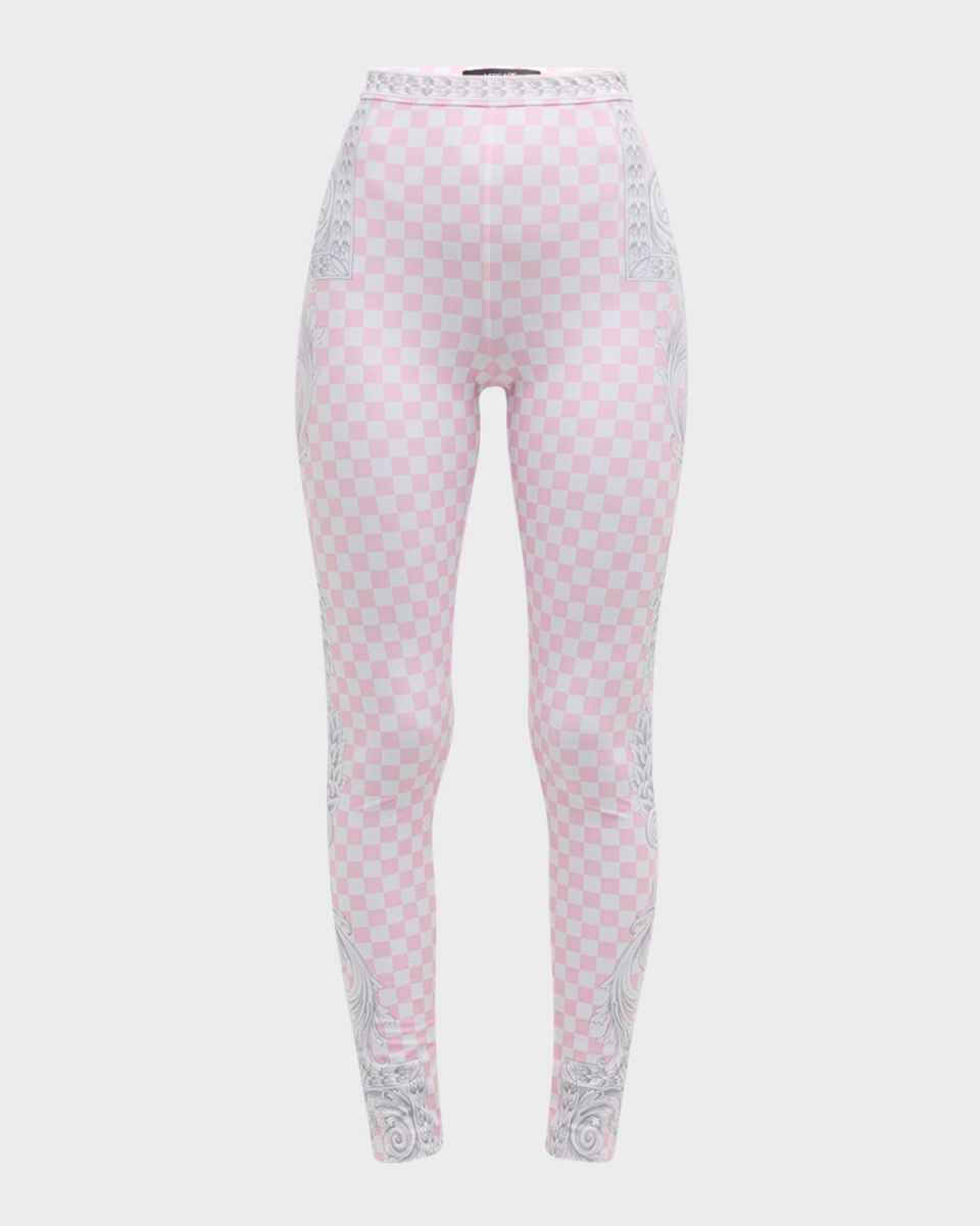 Stampa Silver Baroque Damier Lycra Leggings